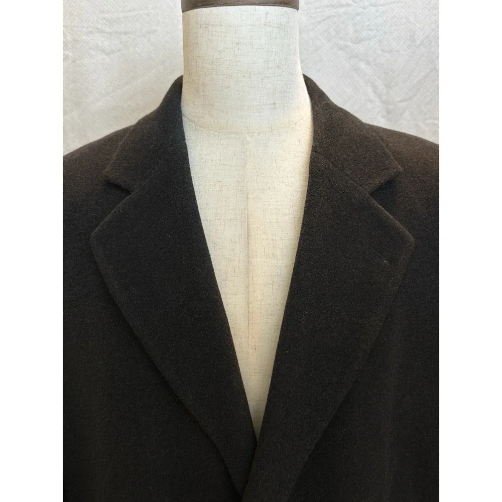 CHAPS Ralph Lauren Men's Cashmere Wool Overcoat Black L 46 Long 3 Button Italy